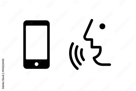 Voice recognition concept. Voice control mobile, smartphone icon. Black ...