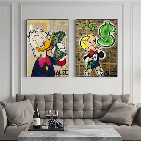 Monopoly Money Graffiti Art Canvas Print Wall Art for Living Room Home ...