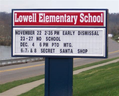 Changeable Copy / Letter Board School Sign, Lowell Elementary School ...