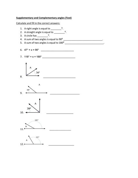 Supplementary And Complementary Angles With Lines And Right Angles Worksheet - Angleworksheets.com