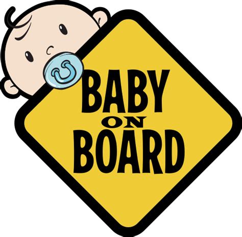 Yellow sign with cute baby on board sticker - TenStickers