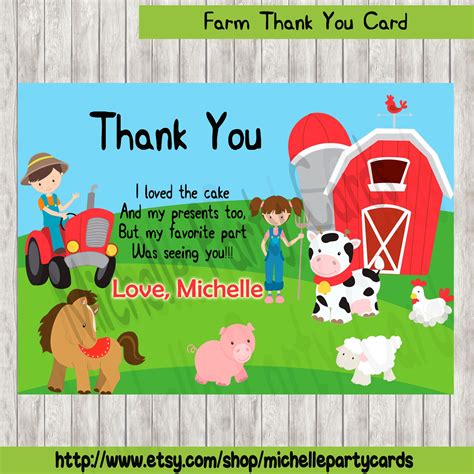 Farm Thank You Card Farm Animals Thank You Card Farms - Etsy