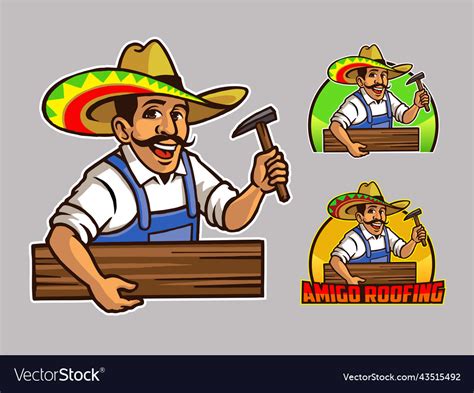Mexican guy wearing sombrero for roofing logo Vector Image