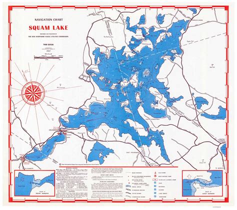 Squam Lake 1957 Navigation Map New Hampshire Islands Coves - Etsy