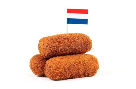 Brown Crusty Dutch Kroketten with Dutch Flag Stock Photo - Image of ...