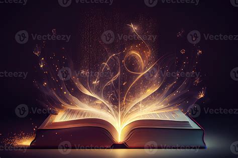 Open magic book with light coming out. 22815786 Stock Photo at Vecteezy