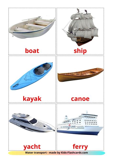 Free Water transport Flashcards for Kids on English Language with Real Images Transportation ...