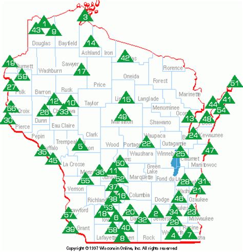 Printable Map Of Wisconsin State Parks