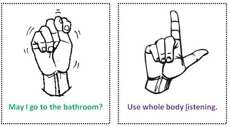 Hand Language For Bathroom | Sign language for kids, Kindergarten ...