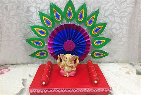 Ganpati Makhar| Ganesh puja decorations | Ganesh chaturthi decoration ...