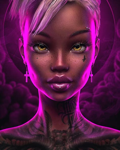 3840x2160px, 4K free download | Max Twain, women, artwork, fantasy girl, face, tattoo, yellow ...