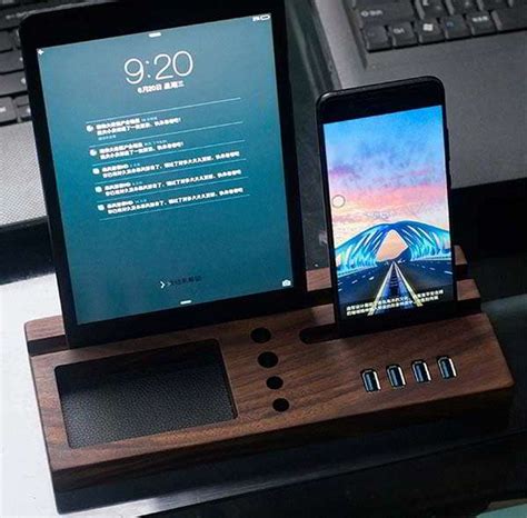 Handmade Wooden Desk Organizer with USB Hub | Gadgetsin