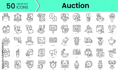 Set of auction icons. Line art style icons bundle. vector illustration ...