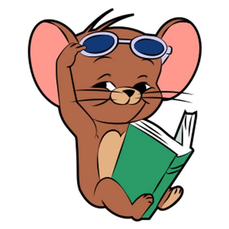 Tom and Jerry Smiling Jerry with Book Sticker - Sticker Mania