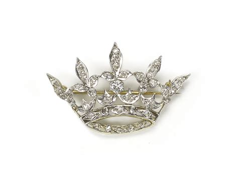 Antique Edwardian Diamond Crown Brooch - Jewellery Discovery