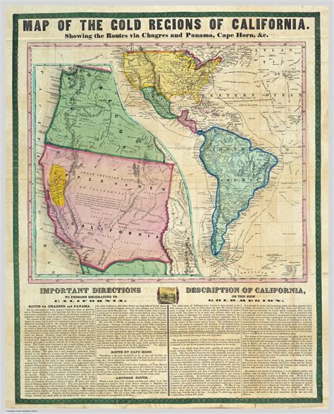 A map showing the gold mining region of California and routes for traveling there, 1849. | DPLA