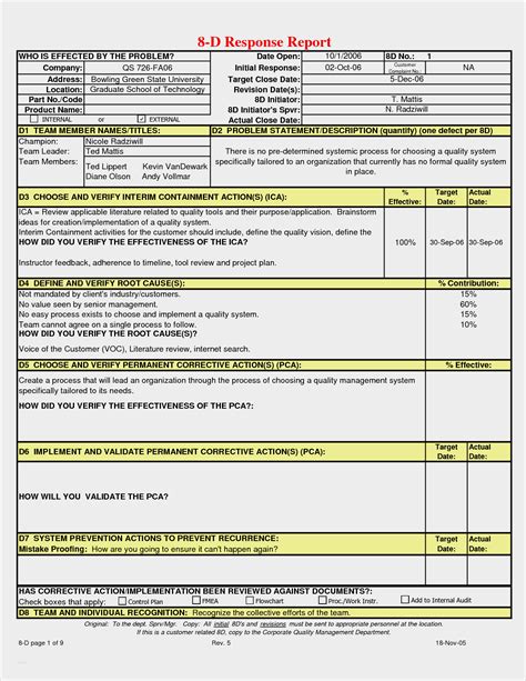 8D Report Template Xls – CUMED.ORG