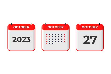 October 27 calendar design icon. 2023 calendar schedule, appointment, important date concept ...