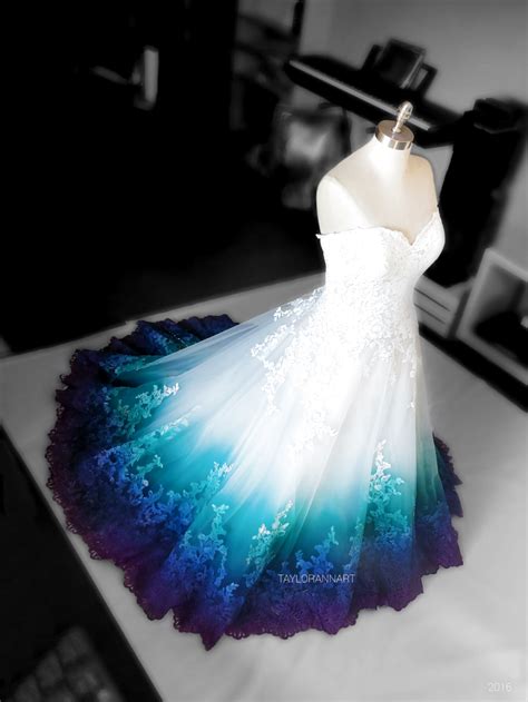 Pin by Katie Durkee Simpson on Dresses in 2020 | Painted wedding dress, Ombre wedding dress, Dye ...