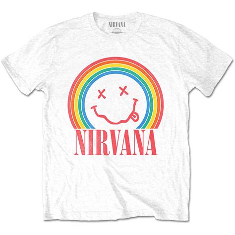 Nirvana 'Smiley Rainbow' (White) T-Shirt | Eyesore Merch