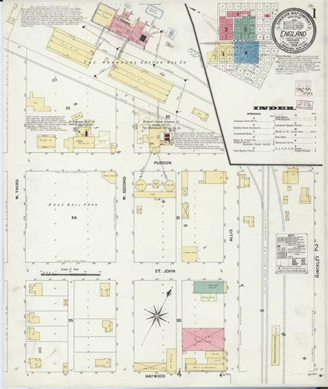 England, Arkansas 1909 - Old Map Arkansas Fire Insurance Index - OLD MAPS