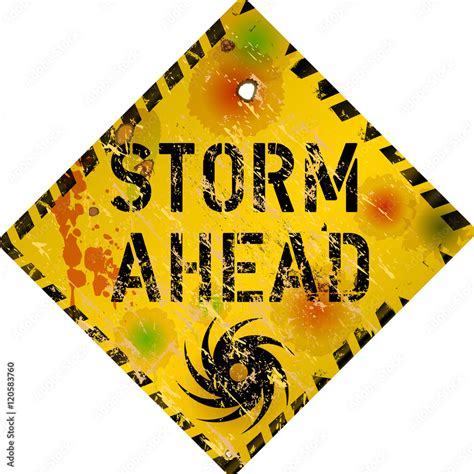 storm warning sign, grungy style vector illustration Stock Vector ...