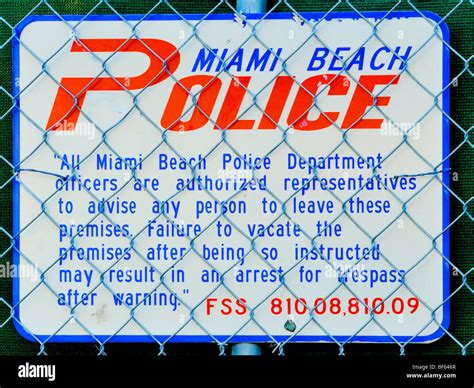 Miami Beach Police Sign Stock Photo - Alamy