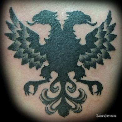 Exceptional Albanian Eagle Back Tattoo