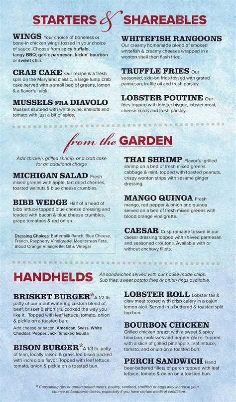 Menu at The Hook Lakeside Grill pub & bar, Mackinaw City