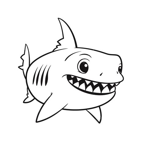 Cute Sharks Coloring Pages For Children Outline Sketch Drawing Vector, Shark Drawing, Wing ...