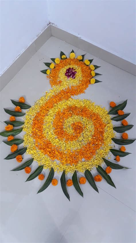 Corner Rangoli With Flowers - img-wheat