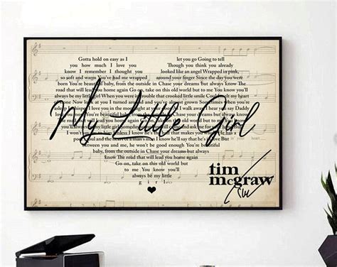 Tim Mcgraw My Little Girl Lyrics Poster Reflected Music Album | Etsy