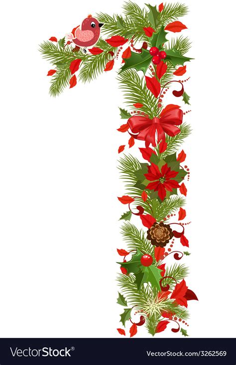 Christmas floral tree number 1 Royalty Free Vector Image