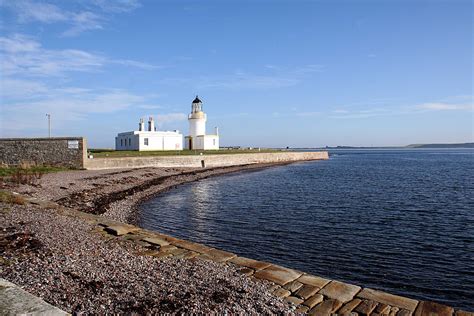 Chanonry Point Lighthouse at Chanonry Point and the Moray Firth, the ...