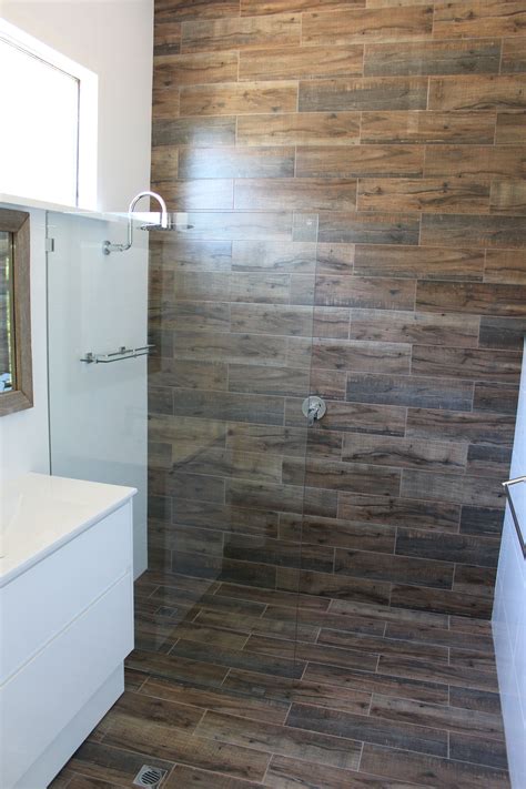 Wood Look Tiles - Wood Bathroom - Wood Feature Wall - Brick Fashion Tiling - On the Ball ...