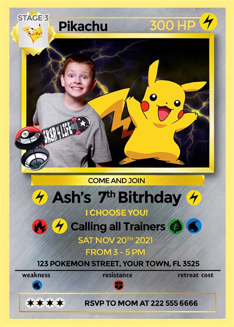 Pokemon Pikachu Birthday Invitation | Charming Invite