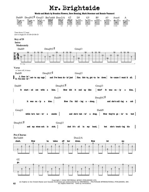 Mr. Brightside by The Killers - Guitar Lead Sheet - Guitar Instructor