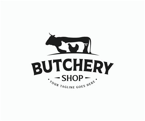 Vintage Butchery Logo. Retro Styled Meat Shop Emblem. Butcher Shop Logo. Meat Label Template ...