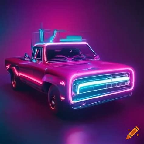 Cyberpunk neon 1977 dodge truck on Craiyon