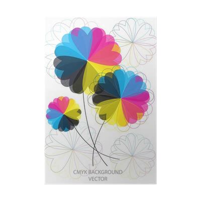 Poster modern vector background with cmyk flowers - PIXERS.NET.AU