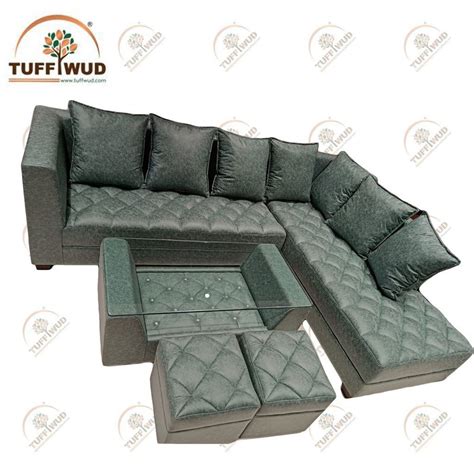 7 Seater Wooden L Shaped Corner Sofa Set, With Lounger at Rs 96000/set ...