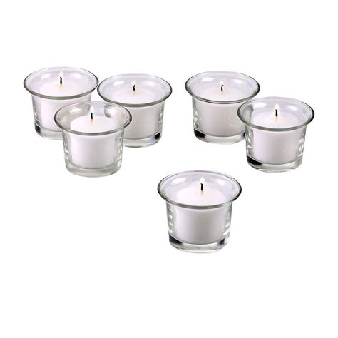 Light In The Dark Clear Glass Lip Votive Candle Holders with White Votive Candles (Set of 72 ...