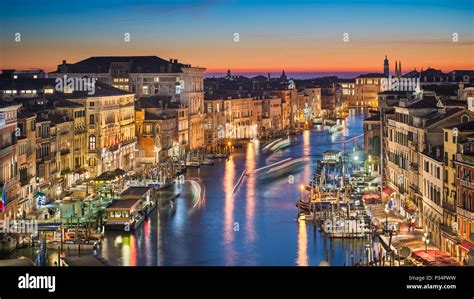 Night skyline of Venice with the Grand Canal, Italy Stock Photo - Alamy