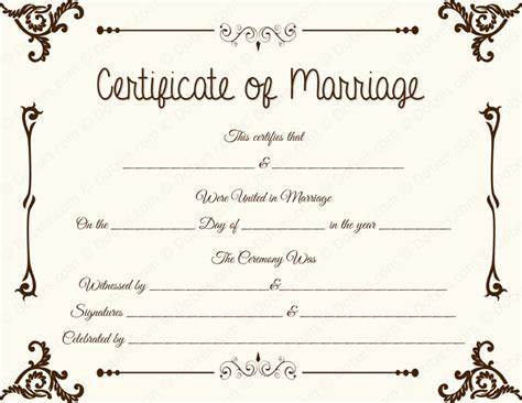 Floral Corner Marriage Certificate Template - Dotxes | Marriage certificate, Wedding certificate ...