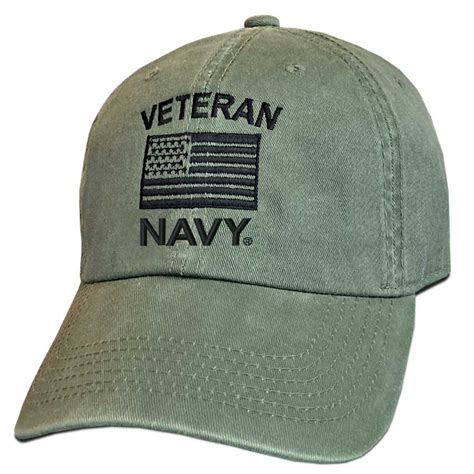 US Navy Veteran Hat with Embroidered Flag