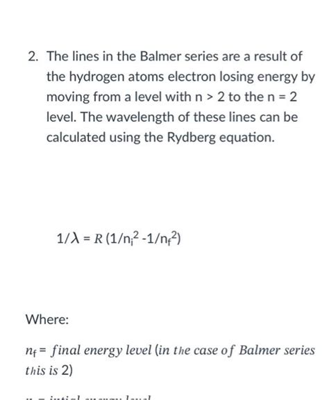 Solved 2. The lines in the Balmer series are a result of the | Chegg.com