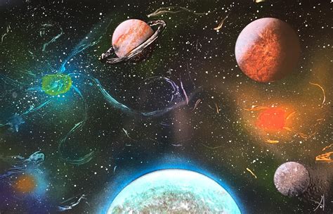 Spray Paint Art Space Solar System Planets and Galaxy's | Spray paint ...