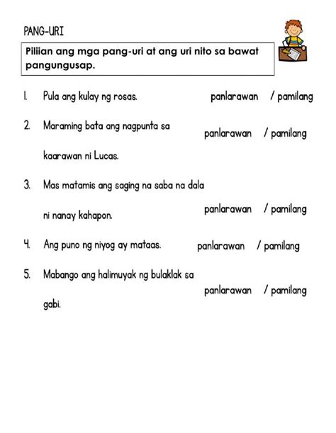 Mga Uri Ng Pangungusap Grade 6 Worksheet