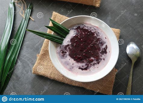 Black Sticky Rice Porridge in a Bowl. Bubur Ketan Hitam. Stock Photo ...
