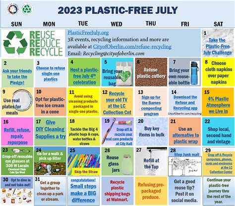 2023 plastic free calendar | City of Oberlin